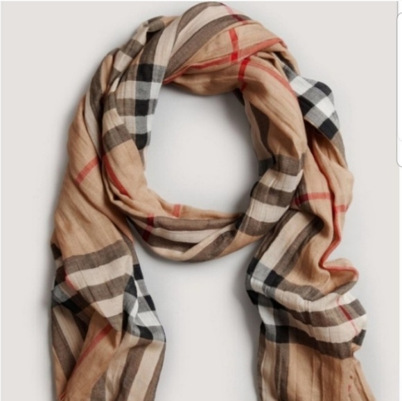 Burberry Accessories - Burberry Giant Crinkle Check Plaid Scarf Camel
